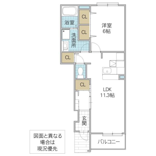 ソレイユB(1LDK/1階)の間取り写真
