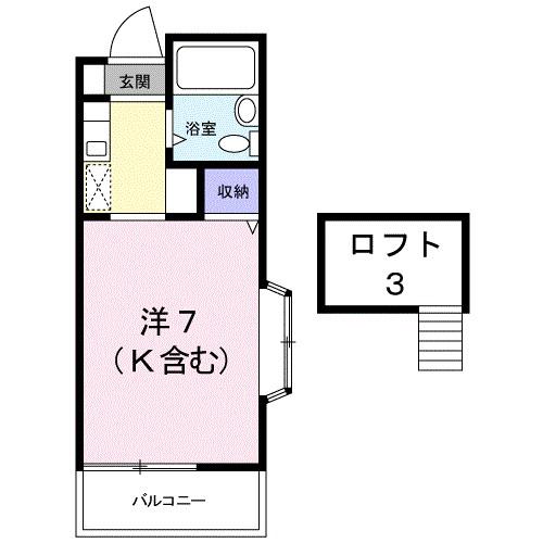 池田ハイツB(ワンルーム/2階)の間取り写真