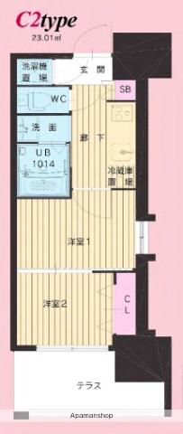 ORIENT BLD 111 TRADING TOWOR(2K/3階)の間取り写真