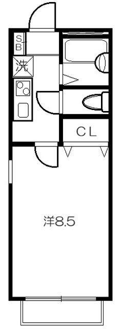 サンモール大和田 B(1K/2階)の間取り写真