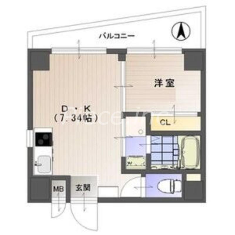 エクセレント大阪城公園(1DK/7階)の間取り写真