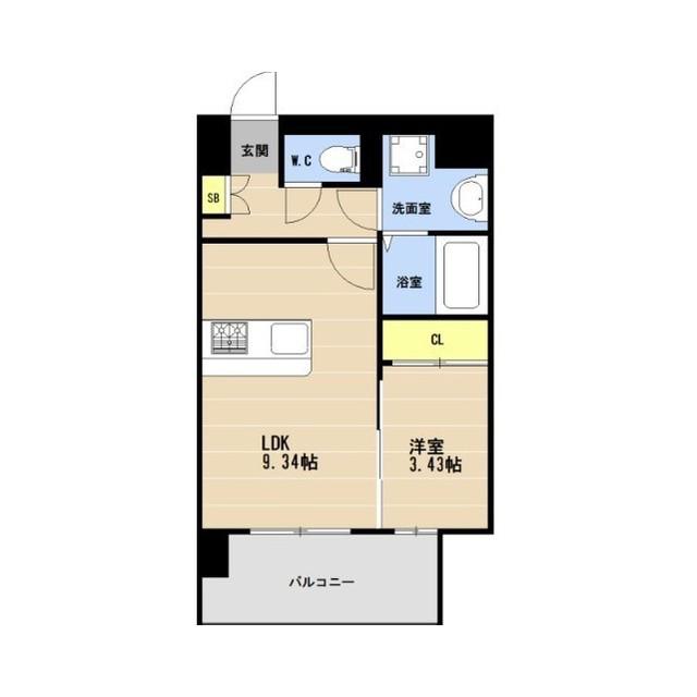 KL箱崎(1LDK/4階)の間取り写真