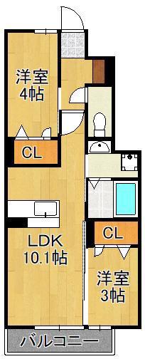 トレス古前(2LDK/1階)の間取り写真