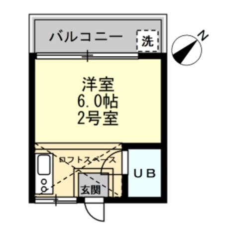 ヒルサイド(ワンルーム/2階)の間取り写真