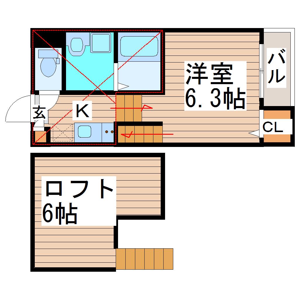 ハーモニーテラス東仙台VII(1K/1階)の間取り写真