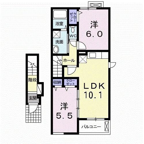 フォレスト・ハハキC(2LDK/2階)の間取り写真