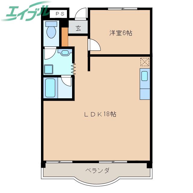 ロイヤルサイキ(1LDK/2階)の間取り写真