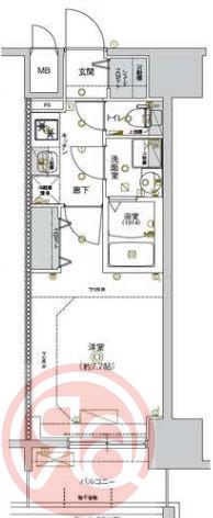 MELDIA CREST TAPP NAMBA ウエスト(1K/15階)の間取り写真