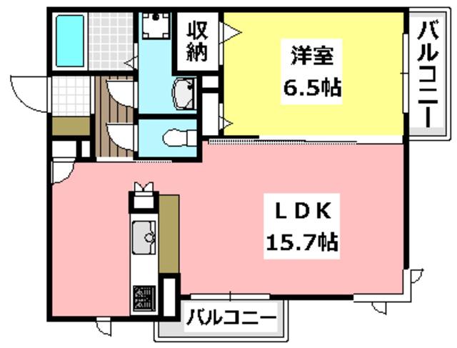 アルビレオ春日A棟(1LDK/3階)の間取り写真