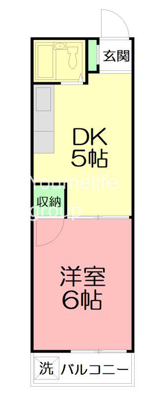 パール厚木(1DK/2階)の間取り写真