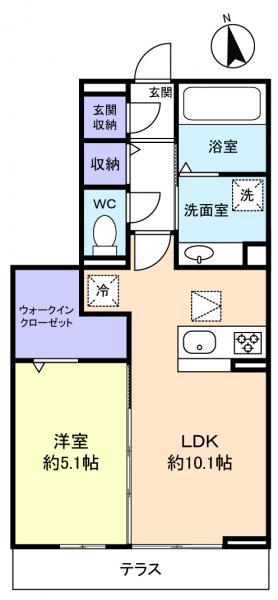 JYUTO津田沼II(1LDK/1階)の間取り写真