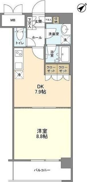 サンハイム鶴見(1DK/5階)の間取り写真