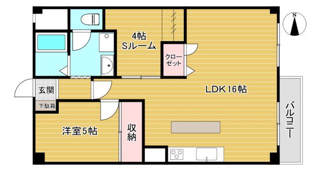 岩崎マンション(1SLDK/4階)の間取り写真