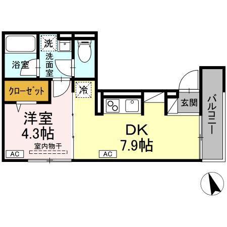 BELL III(1DK/3階)の間取り写真
