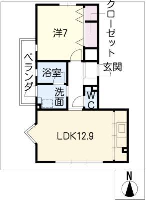 PLEASANT(1LDK/2階)の間取り写真