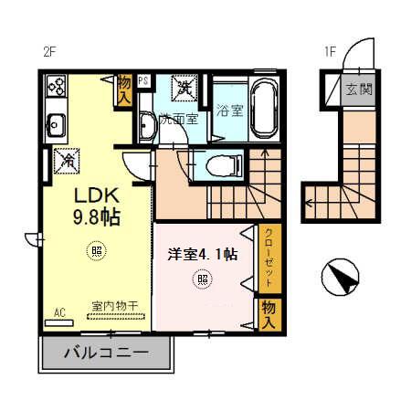 ラ・ペルーズ緑が丘(1LDK/2階)の間取り写真