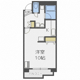 ポレール北大館(1K/4階)の間取り写真