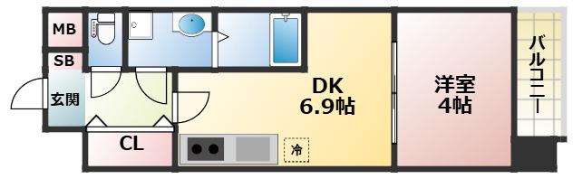 レオンコンフォート難波南(1DK/14階)の間取り写真