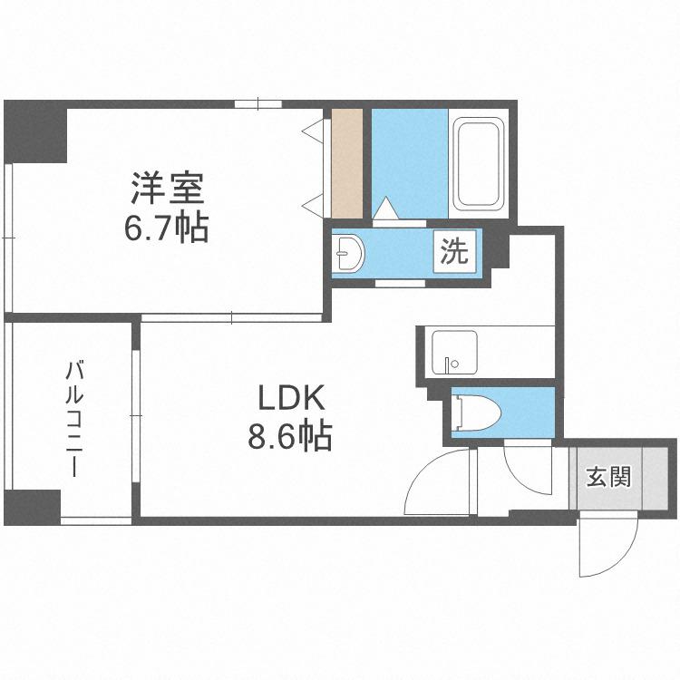 円山シャトー桂和大通館(1LDK/8階)の間取り写真