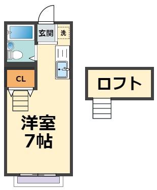 エステートピア武庫川(1K/2階)の間取り写真