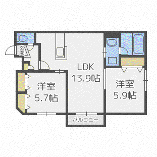 システムコート澄川(2LDK/2階)の間取り写真