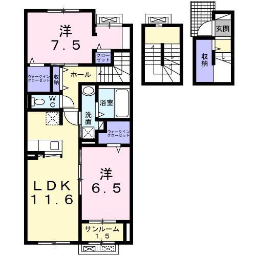 シティタウン木田(2LDK/3階)の間取り写真