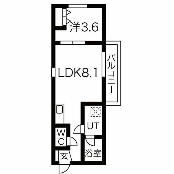 フォレスト笠寺(1LDK/3階)の間取り写真