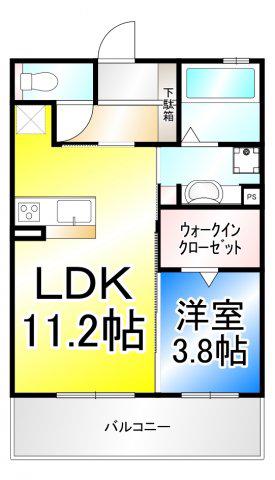 ライフコア吉田小町(1LDK/3階)の間取り写真