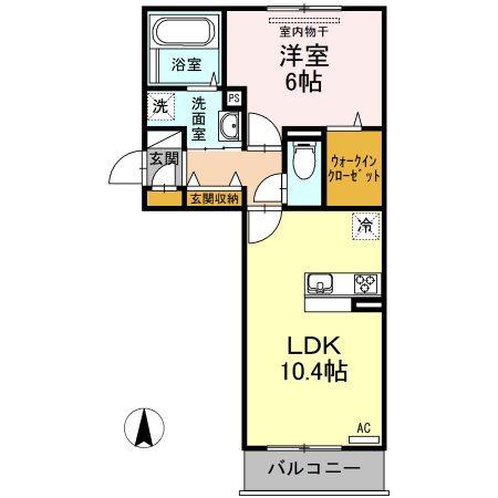 MERVEILLEB棟(1LDK/3階)の間取り写真