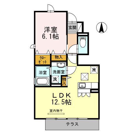 MON CHERI千歳烏山(1LDK/1階)の間取り写真