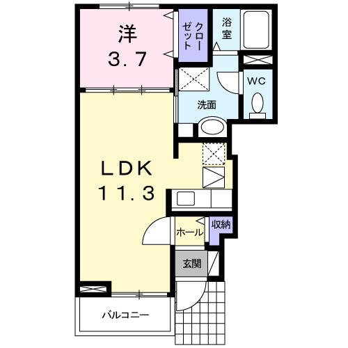 プリーマクラッセI(1LDK/1階)の間取り写真