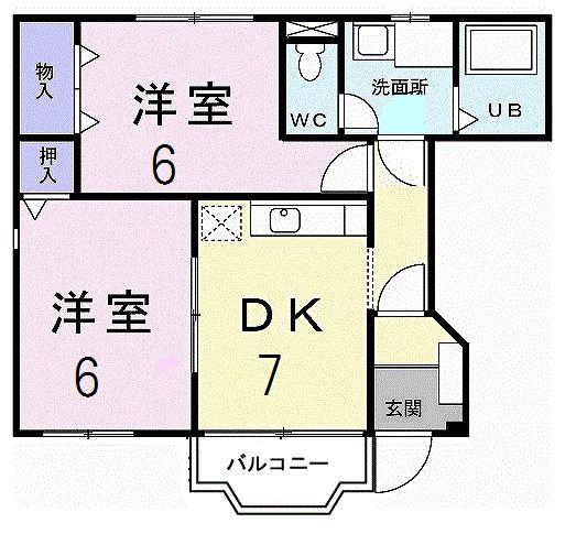 メゾンソレイユA(2DK/1階)の間取り写真