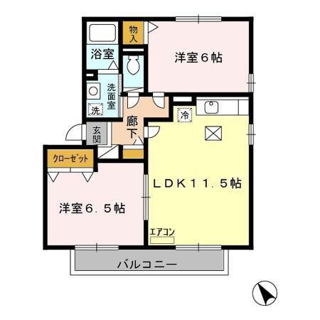 ファースト・エアフォルク IIIIII(2LDK/2階)の間取り写真