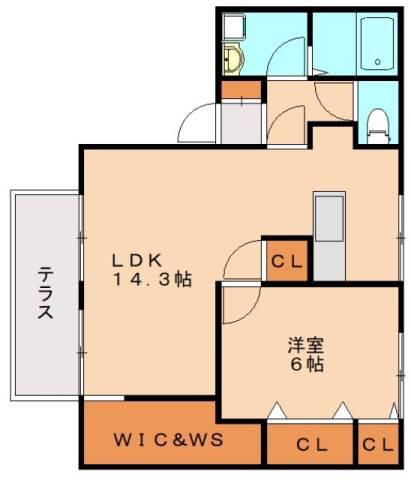 ボヌールフォーレ(1LDK/1階)の間取り写真