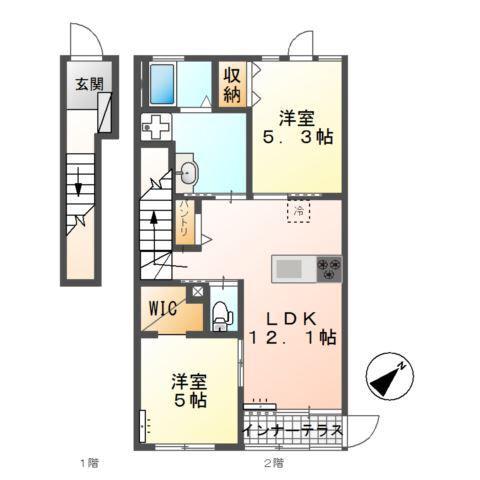 パミドール(2LDK/2階)の間取り写真