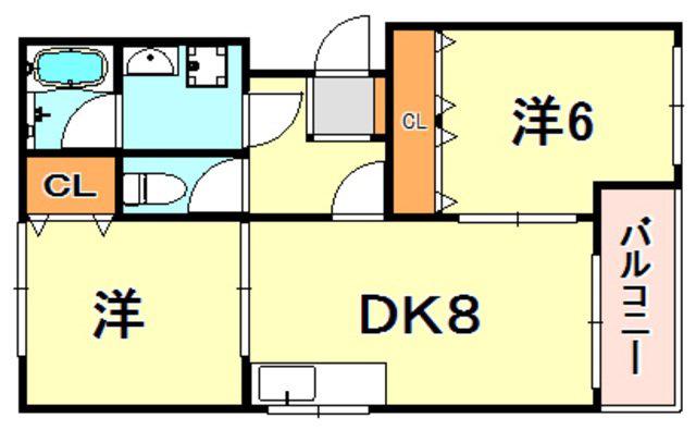 福田マンション(2DK/1階)の間取り写真