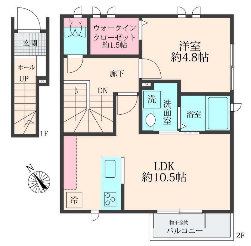 HOUSE千歳船橋(1LDK/2階)の間取り写真
