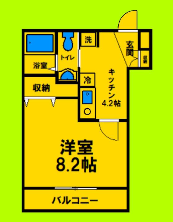 A-ONECOURTOWADA(1K/4階)の間取り写真