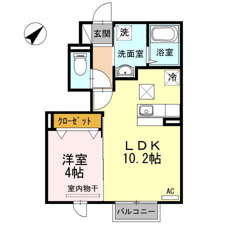 メゾン・ド・リヴィエール(1LDK/1階)の間取り写真