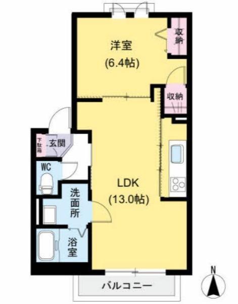 ローズガーデン(1LDK/2階)の間取り写真