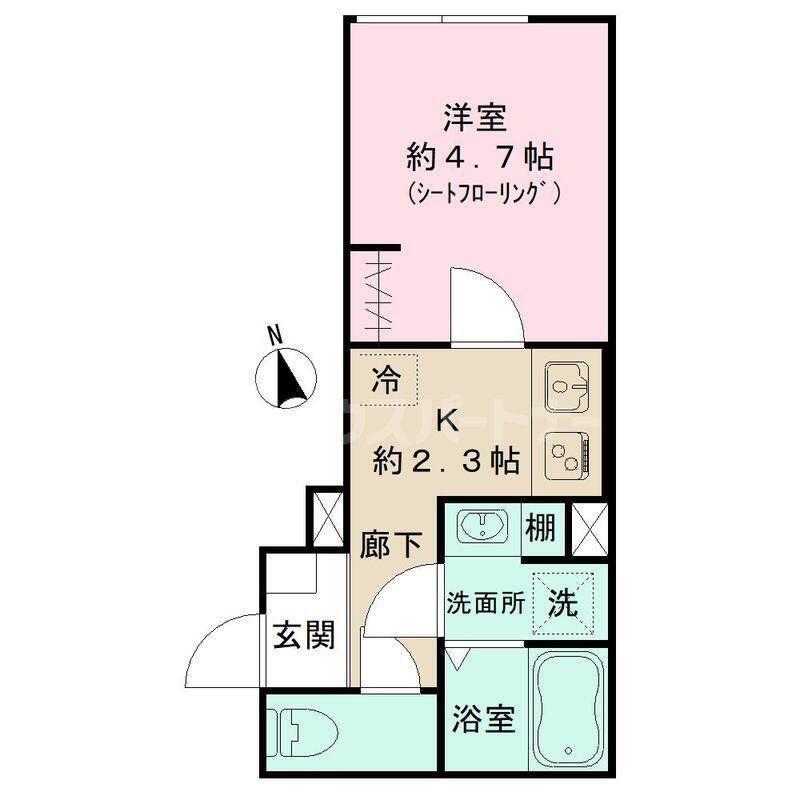 K&T 前原(1K/2階)の間取り写真