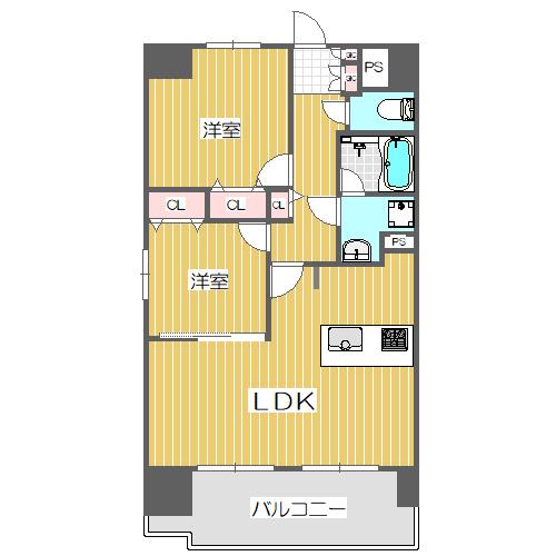 メゾン小阪本町(2LDK/6階)の間取り写真
