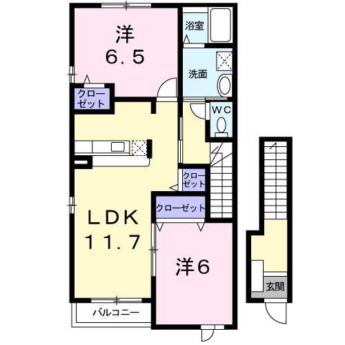サンリットI(2LDK/2階)の間取り写真