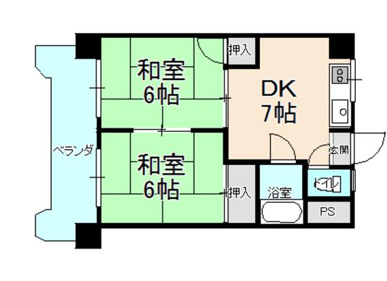 三星児玉ハイツ(2DK/4階)の間取り写真