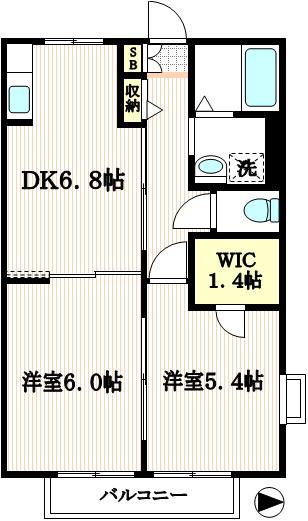 ほっと・はうす(2DK/2階)の間取り写真