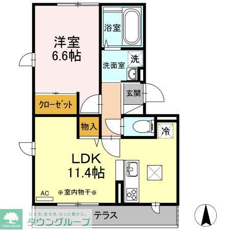 アモールFII(1LDK/1階)の間取り写真