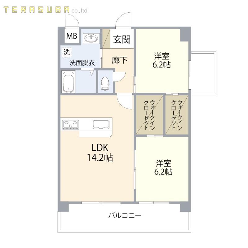 ベルクオーレ(2LDK/5階)の間取り写真