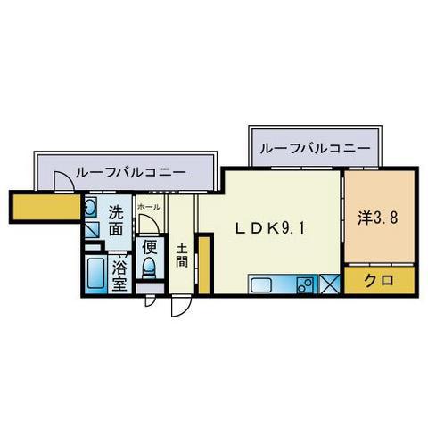 BIG LUCK IN 西新(1LDK/5階)の間取り写真