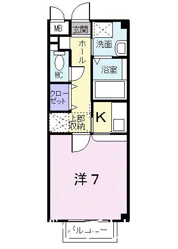 プロムナードひばり(1K/2階)の間取り写真
