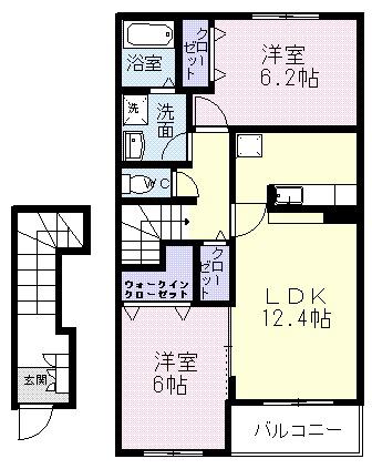 アルドール・レジデンスA(2LDK/2階)の間取り写真